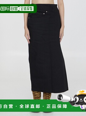 香港直邮LOEWE 女士半身裙 S359Y1EX081100 AW2024 黑色 棉质牛仔