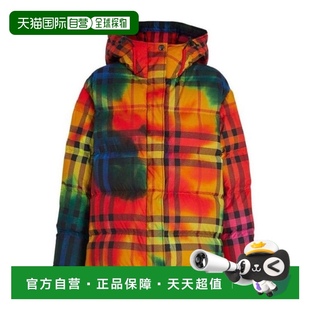 彩虹渲染格紋連帽羽絨服 香港直郵Burberry 80037811高端流行休閑