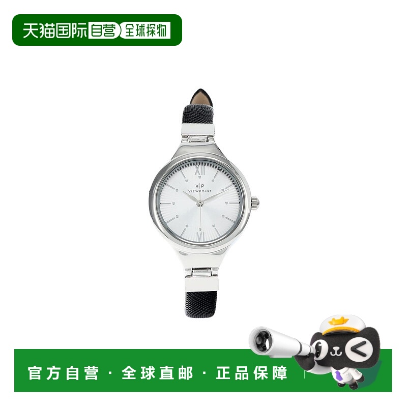 自营 Timex Viewpoint银色黑色皮革女士手表-黑色 美国奥莱直发