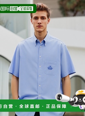 香港直邮FENDI 男士衬衫 FS1312AU70F1QBO SS2025 蓝色 短袖衬衫