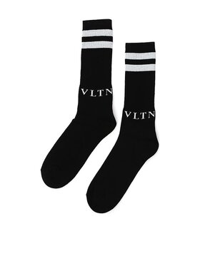 Valentino 黑色条纹VLTN棉袜 QV3KI00L52M