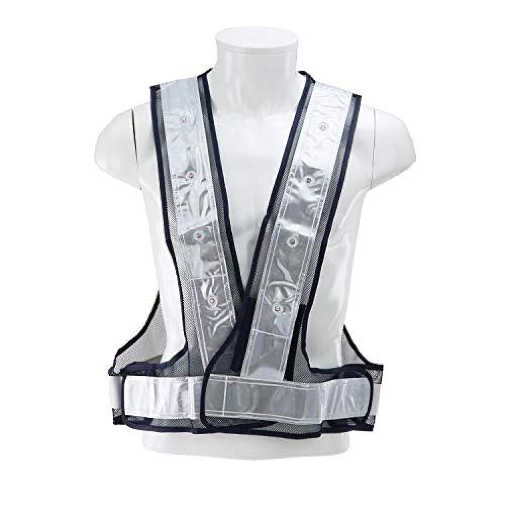 日本直邮Sk11藤原产业夜间安全荧光LED反射马甲白色SK-LED-N-W