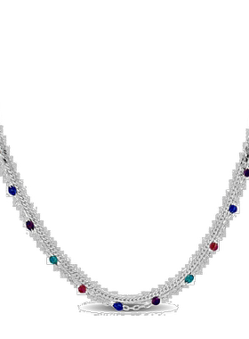 自营 925 纯银 Mimi & Max 多色串珠双股人字形项链 - 15+2 英寸