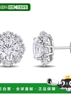 自营 mimi & max6 1/10 CT TGW 10k 白金打造白色蓝宝石光环耳环