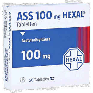 欧洲直邮德国药房赫素Hexal乙酰水杨酸100mg心脑梗血栓溶血药片50