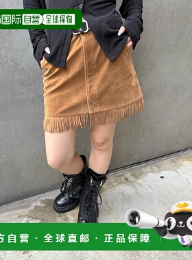 1h可退 日本直邮WHO'S WHO gallery 女装 仿麂皮流苏迷你裙 宽松