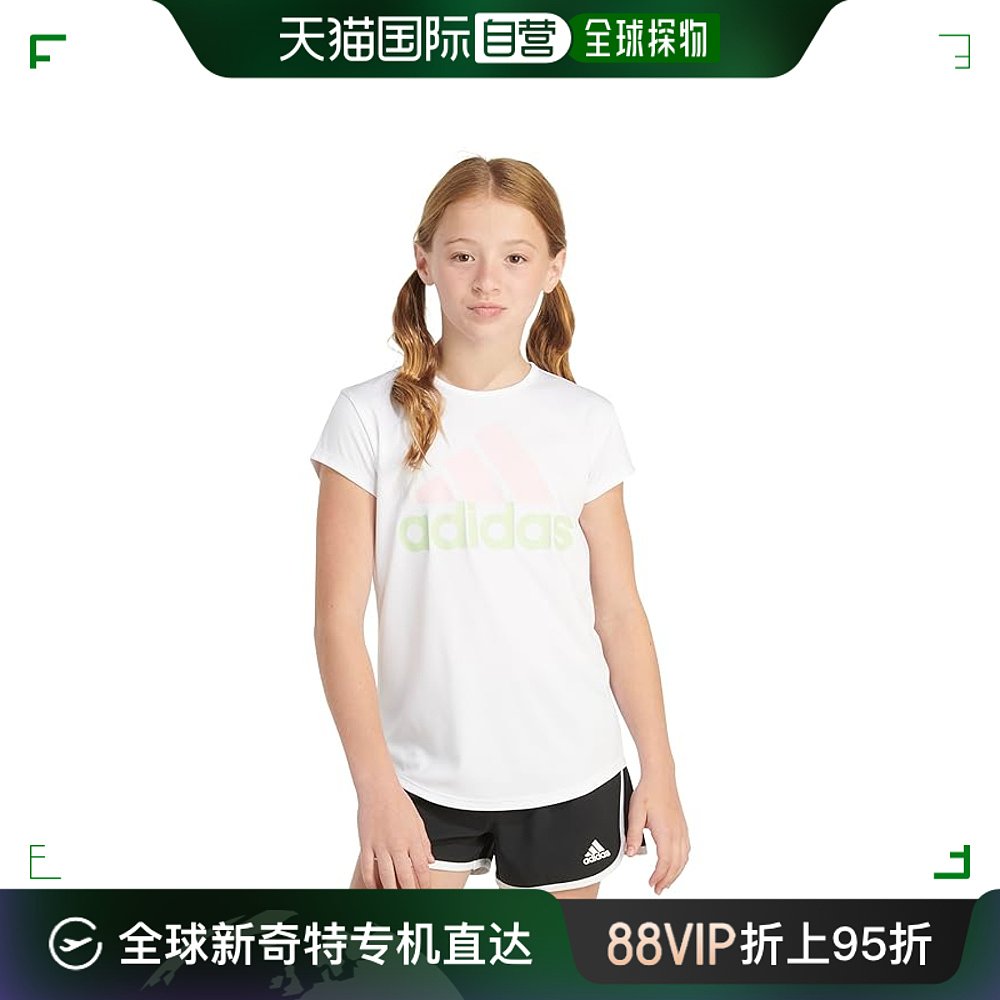 香港直邮潮奢 adidas阿迪达斯女童 S24基础款涤纶T恤(Big Kid)