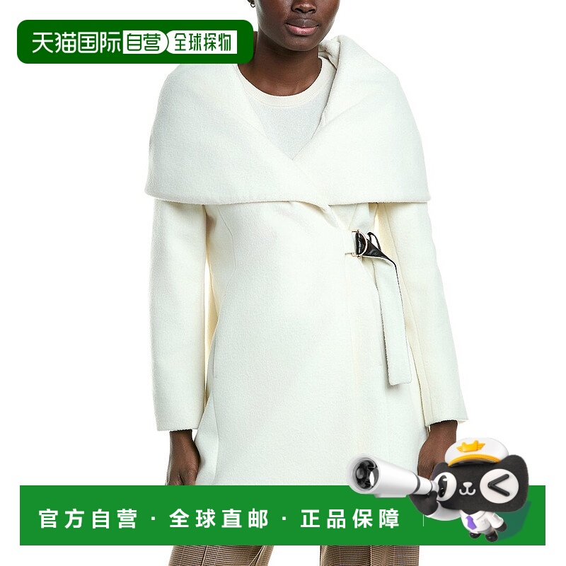 自营Via Spiga   Wool-Blend Hooded Coat - white 美国奥莱直发