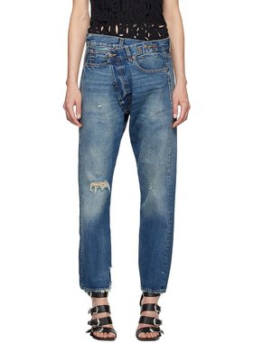 潮奢 R13 女士 蓝色 Crossover 牛仔裤 R13W2048D216C