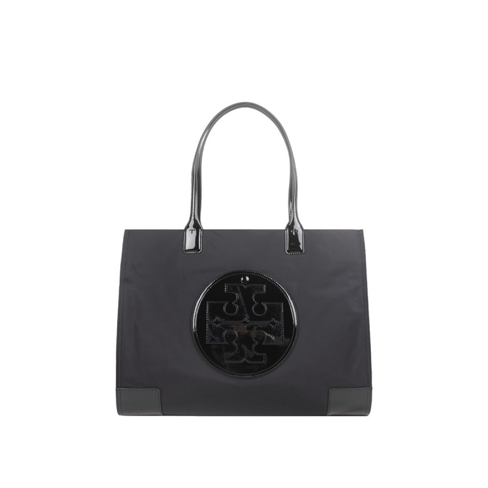 TORY BURCH 专柜款 ELLA系列漆皮logo包角尼龙女士托特包 90479