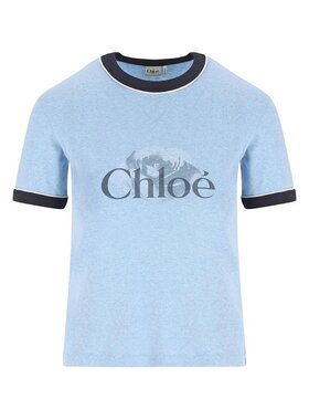 潮奢 Chloe 蔻依 女士 蓝色玫瑰印花棉质上衣 CH25WJH03198