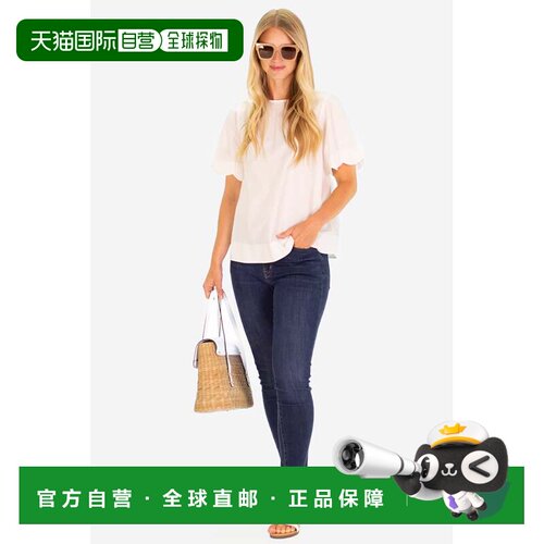 自营 duffield laneFeye Flutter白色弹力袖 美国奥莱直发上衣