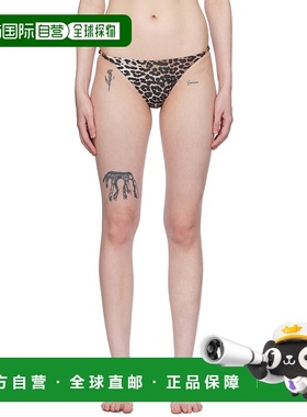 1h可退 香港直邮潮奢 GANNI 甘尼 女士 棕色 Emblem 比基尼泳裤 A