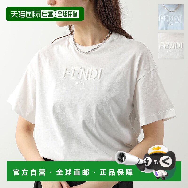 日本直邮FENDI KIDS T恤 JUI201 7AJ 女士/女童短袖纯棉圆领 Logo