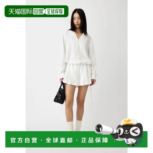 日本直邮MOUSSY 百褶衬衫迷你连衣裙 白色
