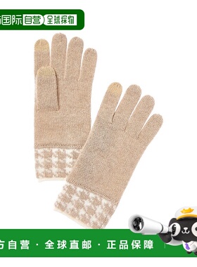 自营Bruno Magli Houndstooth Jacquard Cashmere Gloves - brown