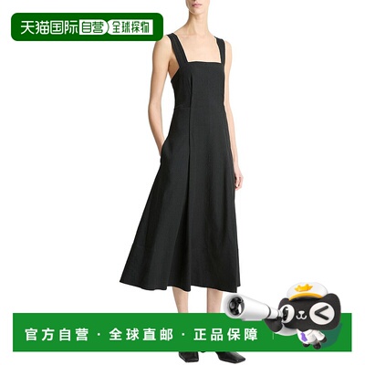 自营Vince Square Neck Linen-Blend Tank Dress - black 美国奥