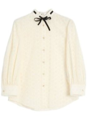 VALENTINO 女士衬衫 BAB7P39EUA03 AW2025 白色 蝴蝶结衬衫