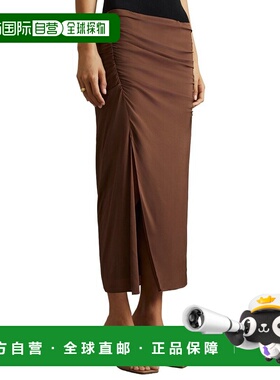 自营Reiss Lisa Ruched Midi Skirt - chocolate 美国奥莱直发