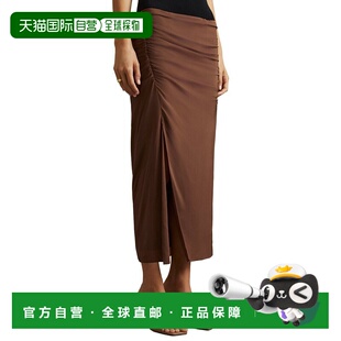 自营Reiss Lisa Ruched Midi Skirt - chocolate 美国奥莱直发