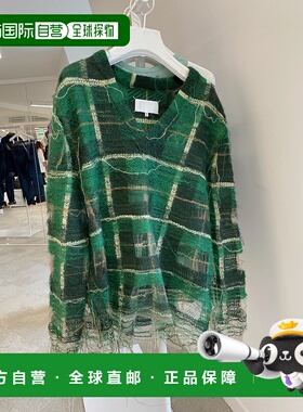 香港直邮Maison Margiela V领格纹长袖毛衣 S67HN0004S18322