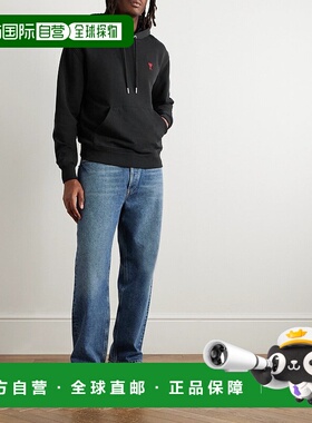 1h可退 香港直邮潮奢 Ami Paris 男士 Logo刺绣棉针织连帽衫 BFUS