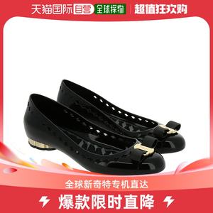 香港直邮SALVATORE FERRAGAMO女士黑色新款蝴蝶结装饰镂空漆面平