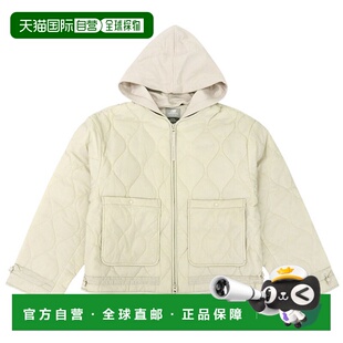 日本直邮New Balance 女士米色绗缝半短款羽绒服带双层帽子 (NBNQ