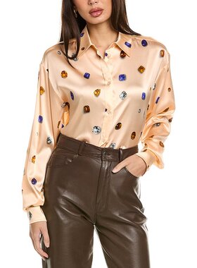 【美国奥莱】直发 Sportmax Elegia 真丝混纺上衣 - 粉色