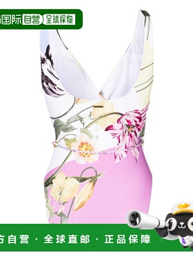 自营 Ted Baker Rozieh 白色粉彩印花裹身式连体泳衣 - 白色 美国