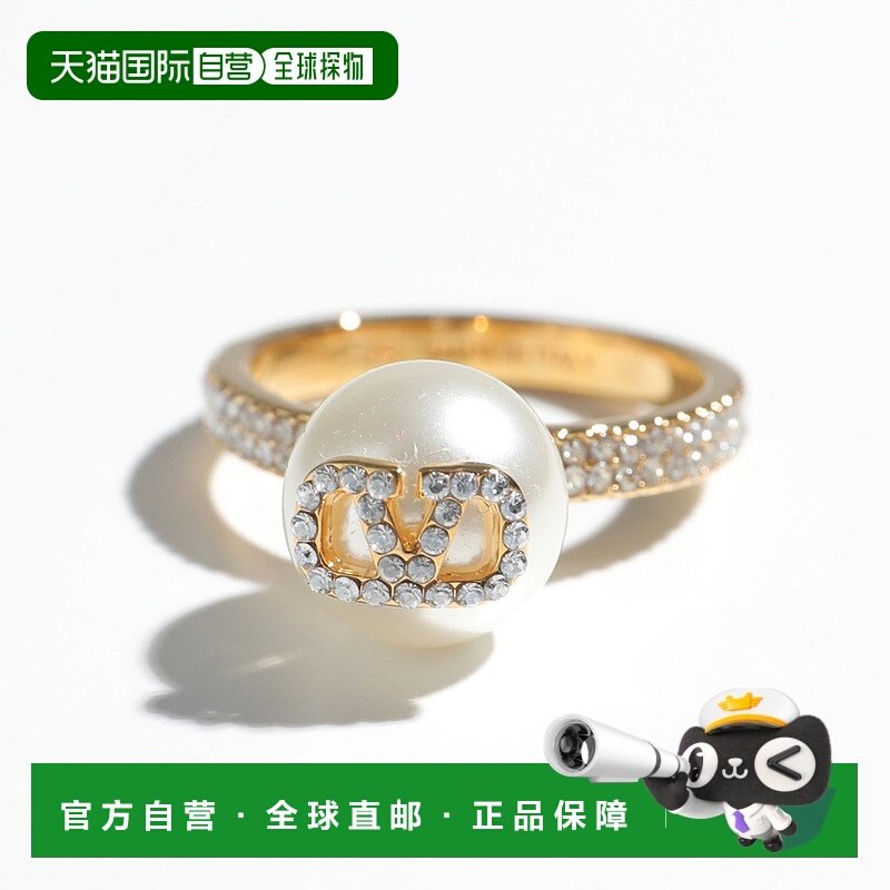 日本直邮VALENTINO 戒指 5W2J0W71 QVS 女士 V 标志珍珠水晶装饰