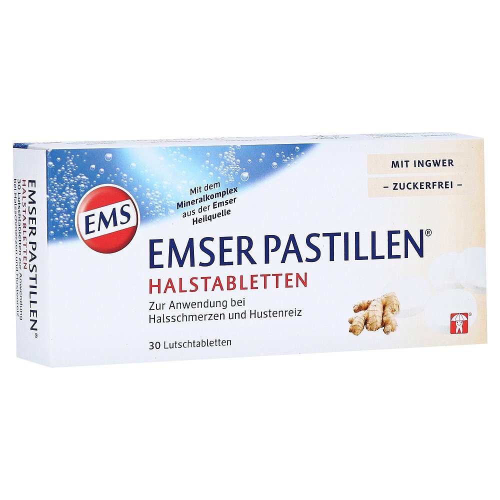 欧洲直邮德国药房EMSER天然海盐润喉生姜含糖含片30粒