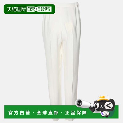 自营Marina Rinaldi White Jersey Wide Leg Trousers - cream 美