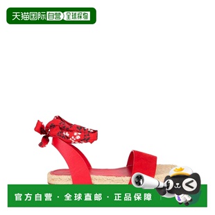 1h可退 香港直邮潮奢 Lanvin 朗雯 女士 帆布面凉鞋 red红色 舒适