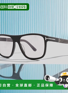 自营 Tom Ford方形全边太阳镜，闪亮的黑色镜架和烟镜Ft108101A-