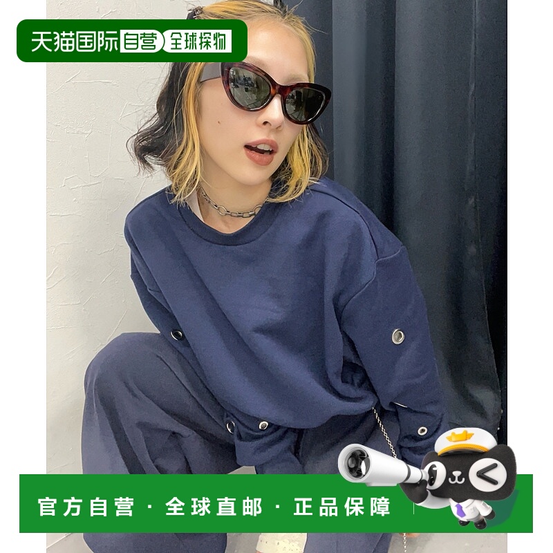 1h可退 日本直邮25quee 女装 宽松短款连帽卫衣 半拉链设计 60271