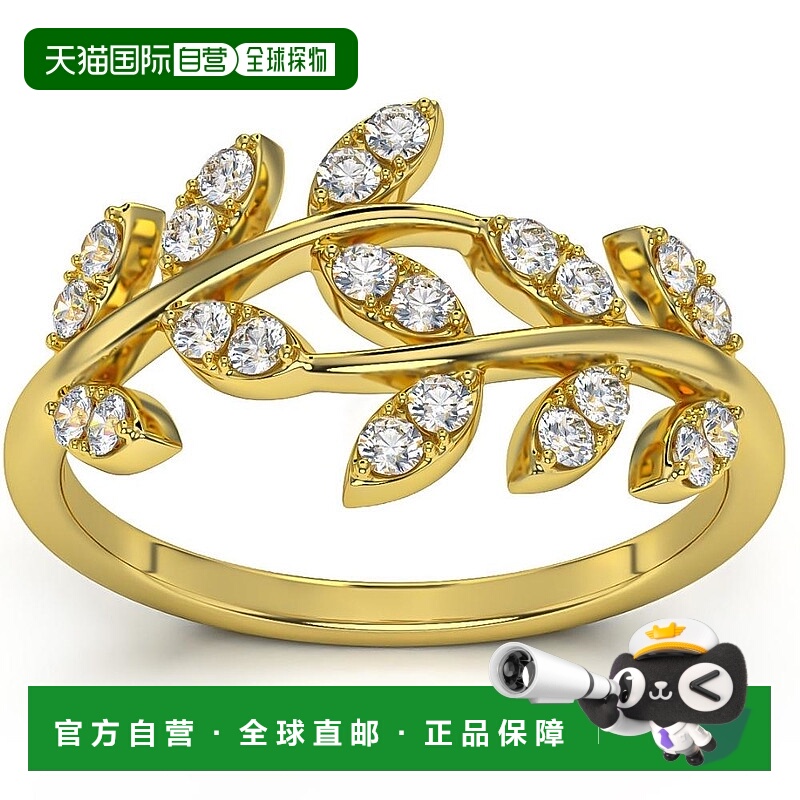 pompeii31/3 克拉钻石婚礼可叠戴戒指藤蔓花瓣叶白黄金或玫瑰金 -