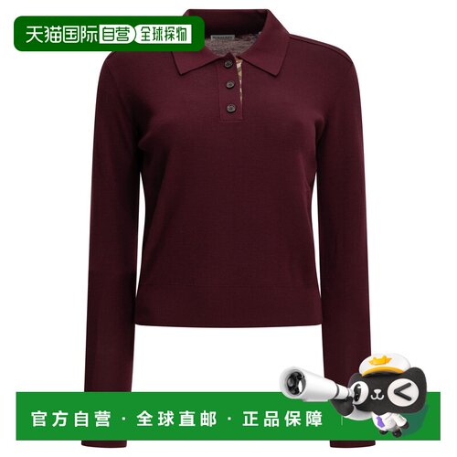 香港直邮BURBERRY 女士针织衫 8132451 AW2026 酒红色 Wool Polo
