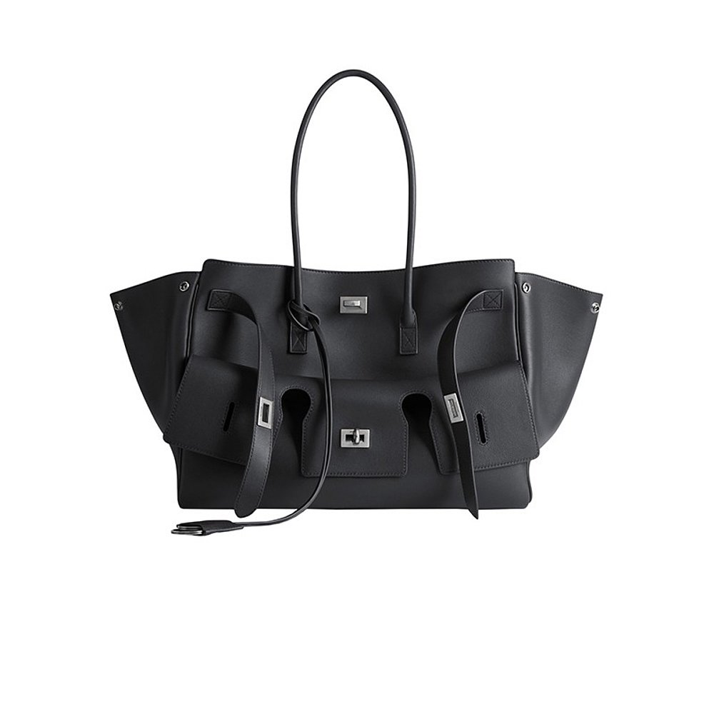 Balenciaga/巴黎世家 24新款女士中号黑色小牛皮手提包