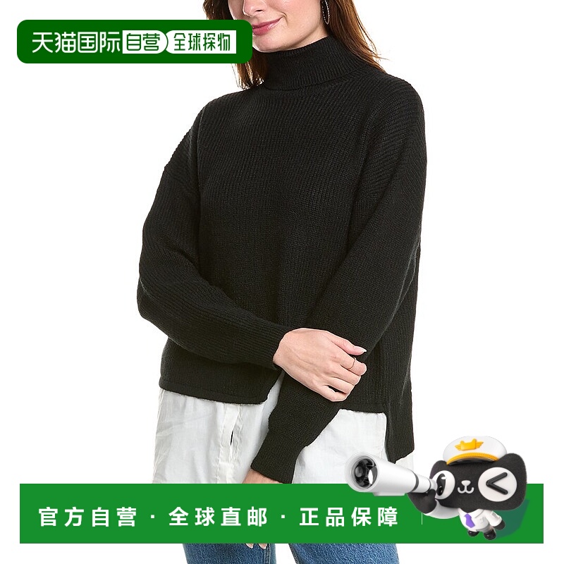 自营Gracia Roll-Neck Slit Layering Sweater - black 美国奥莱