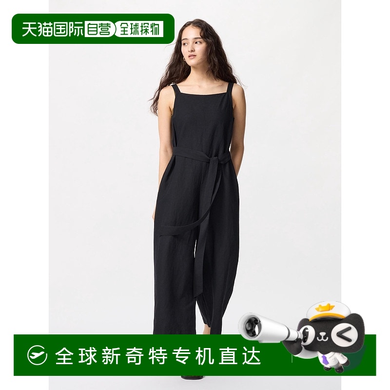 日潮跑腿UNIQLO优衣库 亚麻混纺连身裤 09 BLACK WOMEN 3XL475806