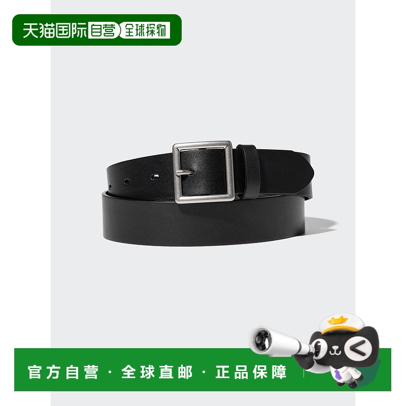 日潮跑腿UNIQLO优衣库 皮革缝制腰带 09 BLACK MEN L 478299牛皮