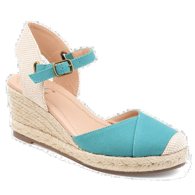 自营 Journee Collection 女式 Tru 舒适泡沫 Ashlyn 坡跟鞋 蓝绿