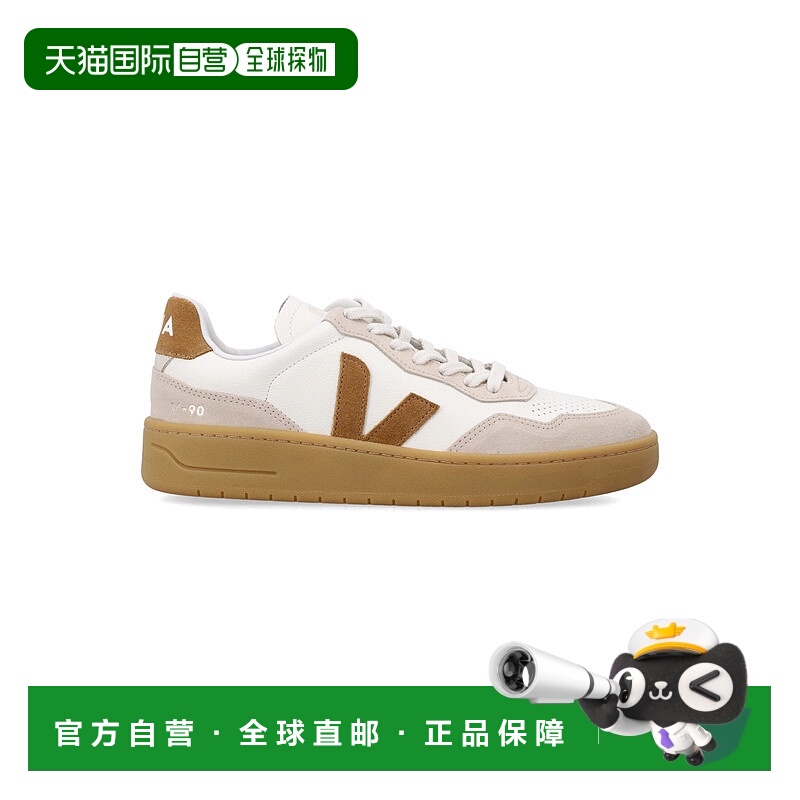 1h可退 香港直邮潮奢 Veja 女士 V-90 白色驼色皮质运动鞋 VD2020