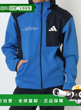 日本直邮adidas 男士 Adaptation 常规版型连帽全拉链运动上衣 (K