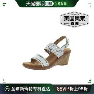 女式 皮革露跟坡跟凉鞋 cradlesLiberty walking 白色摩洛哥皮革