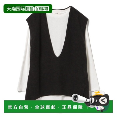 1h可退 日本直邮BEAMS HEART 女士U领马甲长袖T恤两件套 43140142