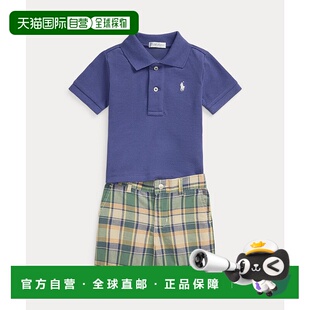 日本直邮 无 婴儿棉Polo衫和马德拉斯短裤套装