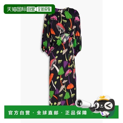 香港直邮FARM RIO 女士 剪口印花缎面中长连衣裙 300107MUSHROOMS