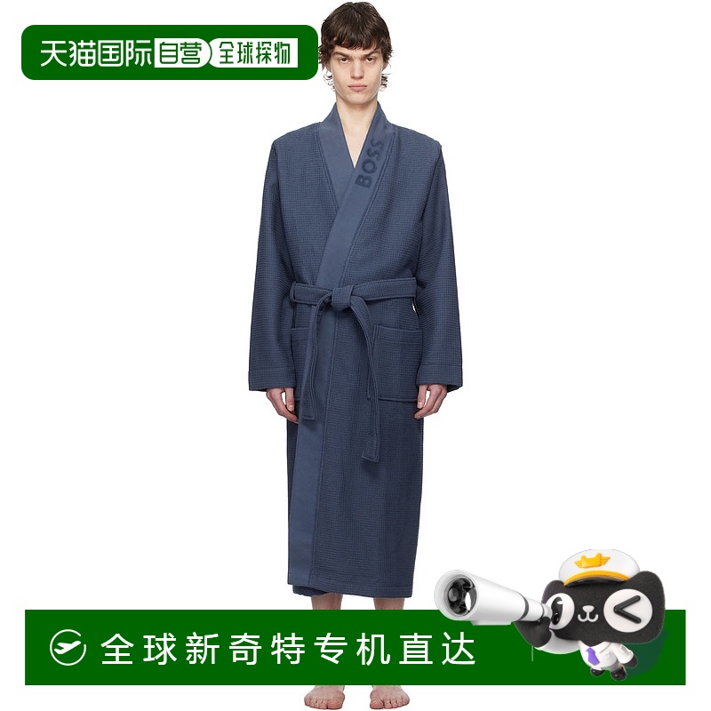 1小时内可退 香港直邮潮奢 BOSS 波士 男士 海军蓝 Waffle-Struct